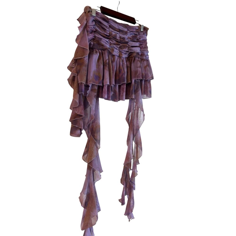 Silence + Noise Ruffle Winnie Cascading Mini Skirt Purple Small Zara Larsson - Picture 3 of 5